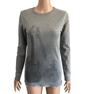 BC Ethic Thermal Shirt Girls Large Guitar Stretch Gray Black